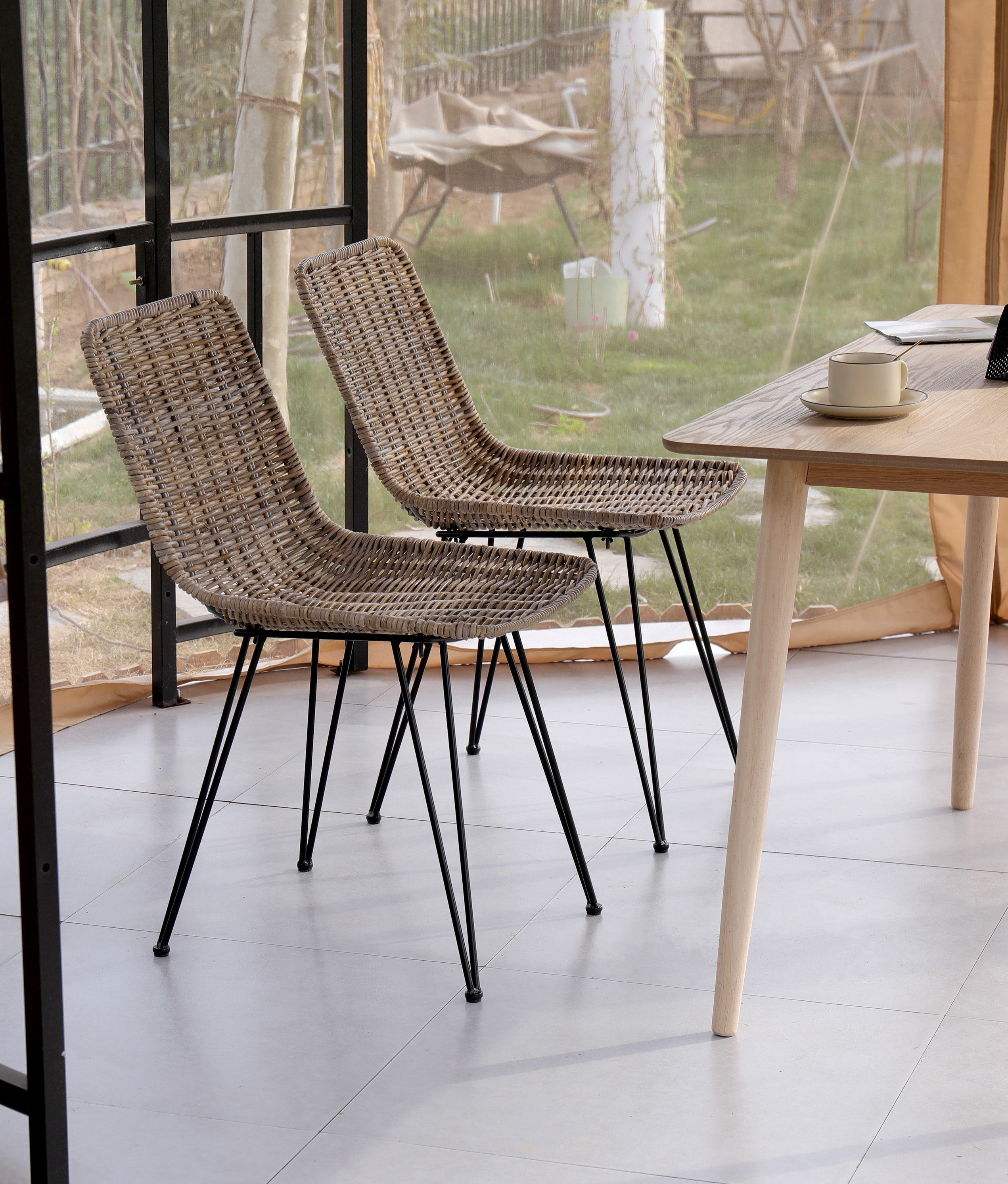 Picture of PENANG - Set of 2 metal and natural fiber chairs - Nordlys