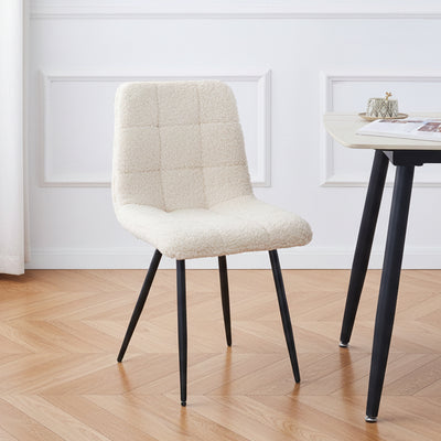 BJORN - Set di 2 sedie in metallo e tessuto bouclé bianco