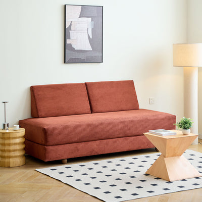 CASTELO - 3-Sitzer Schlafsofa aus Cordsamt, Terracotta