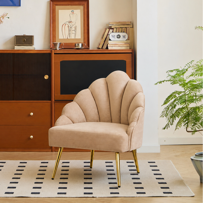 BOLGE - Poltrona retrò in metallo e velluto beige