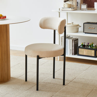 LARS - Set di 2 sedie scandinave in metallo e velluto a coste beige