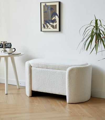 MOSS - Panca contenitore in bouclé bianco