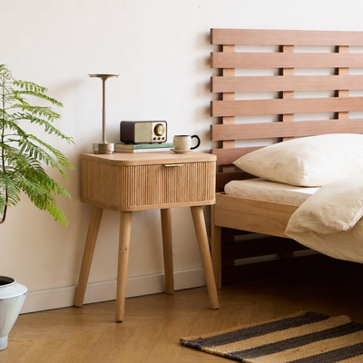 BALI - Nachtkastje met 1 lade van natuurlijk hout