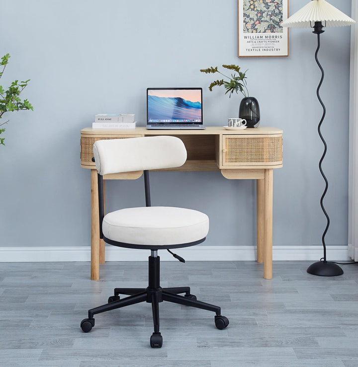 Chaise de bureau réglable en velours beige – Nordlys