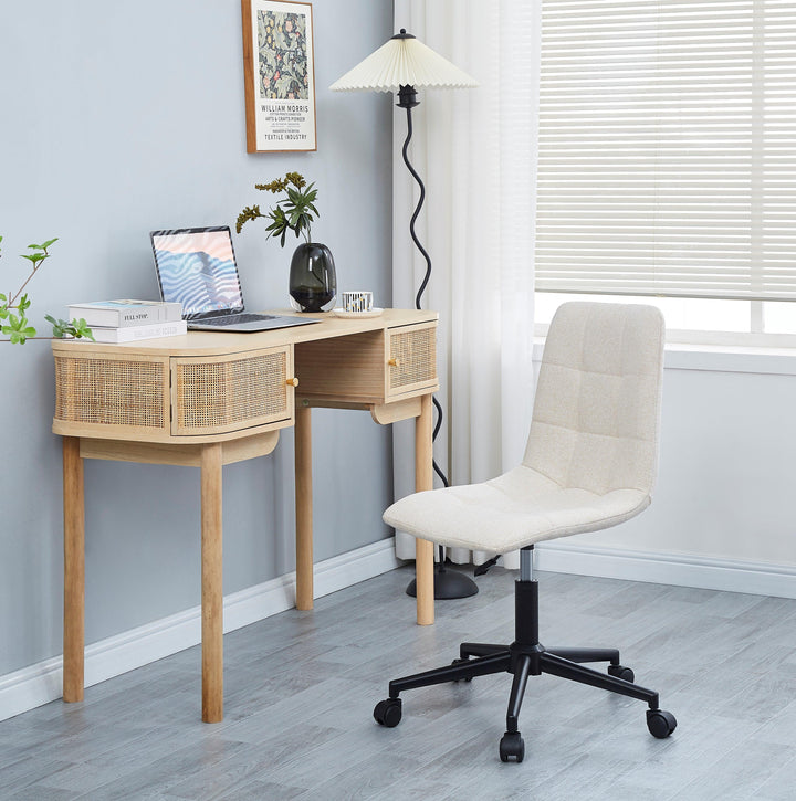 Chaise de bureau capitonnée réglable en tissu beige – Nordlys