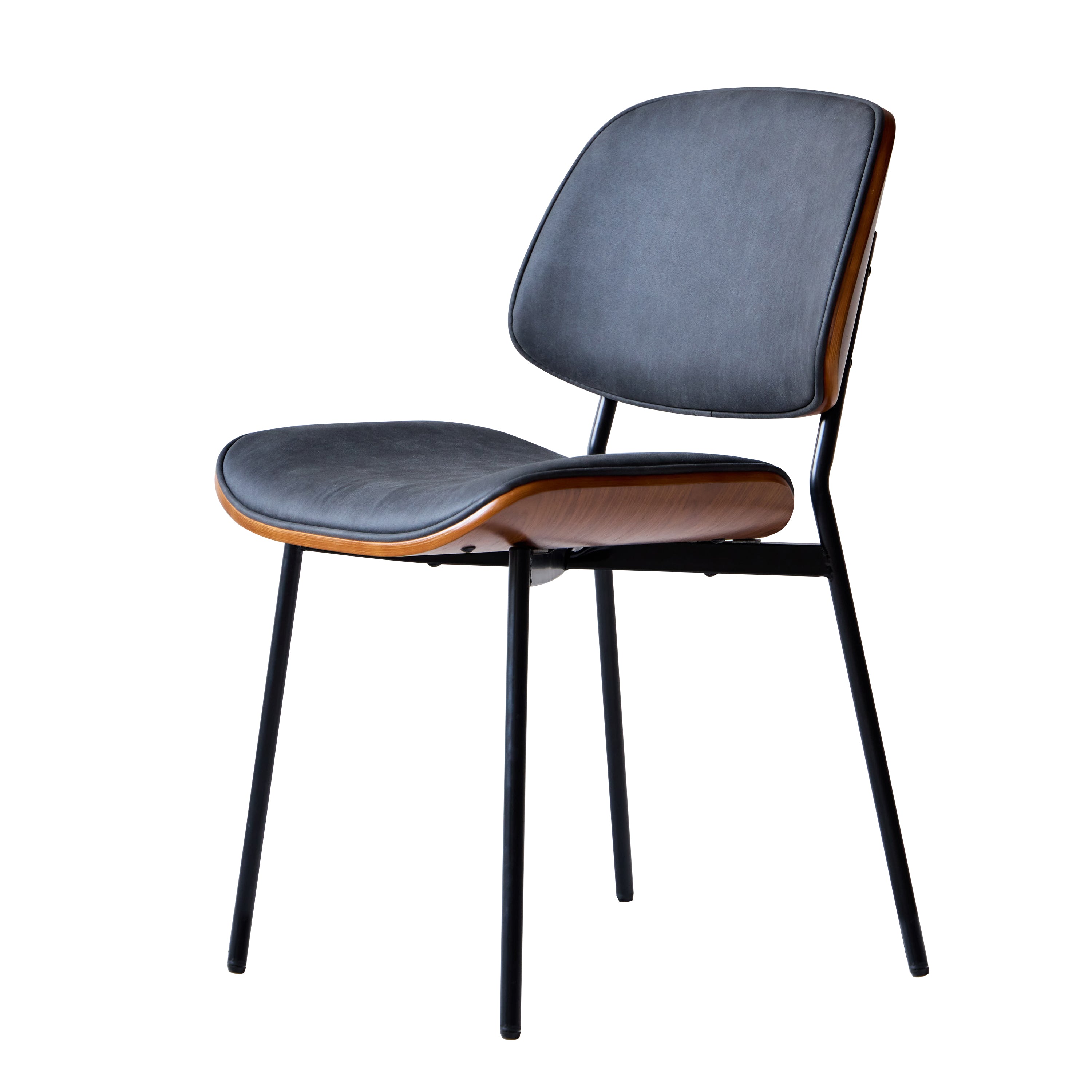 ODENSE - Lot de 2 chaises en bois et suèdine noir