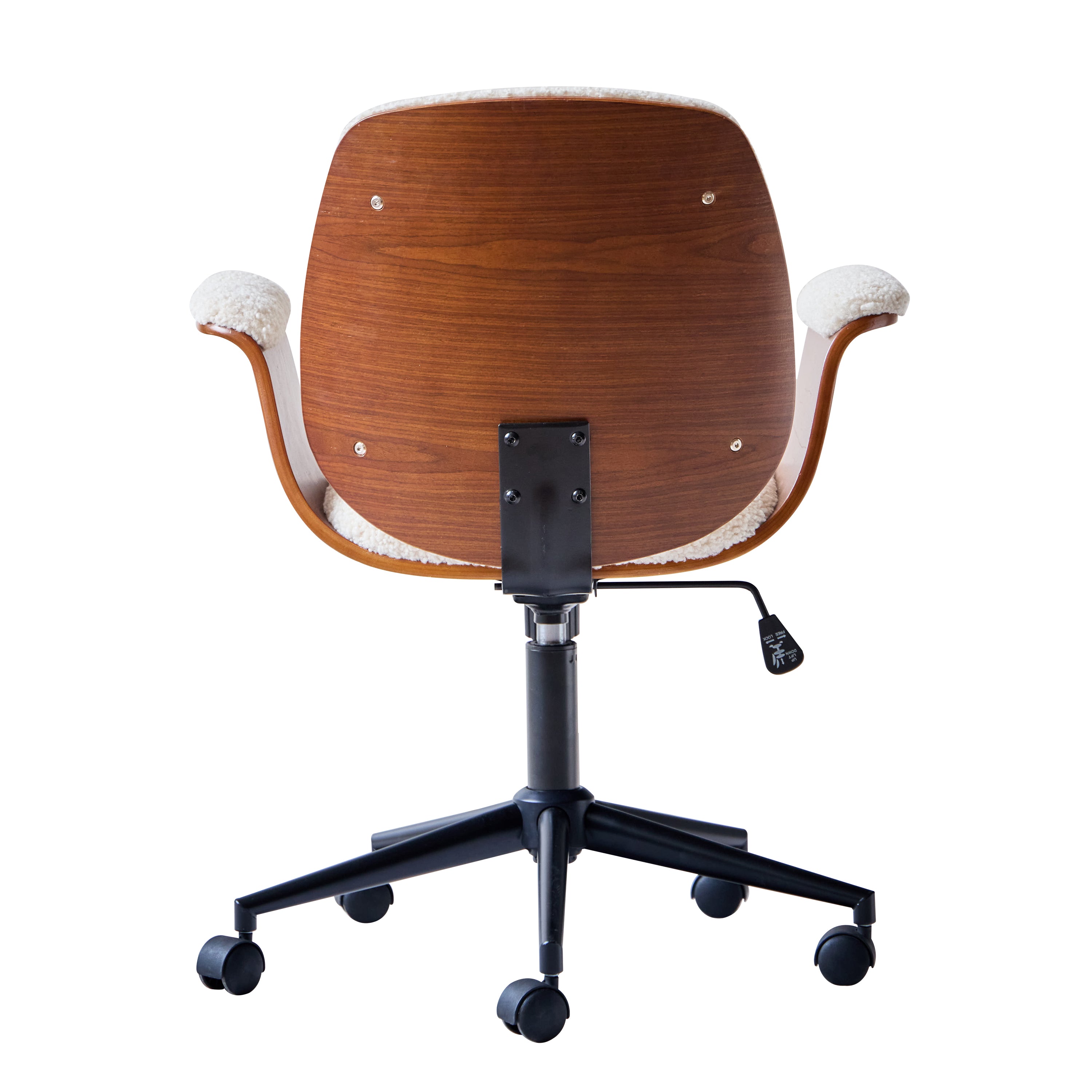 KOLDING – Krzesło biurowe z drewna i beżowego sztruksu