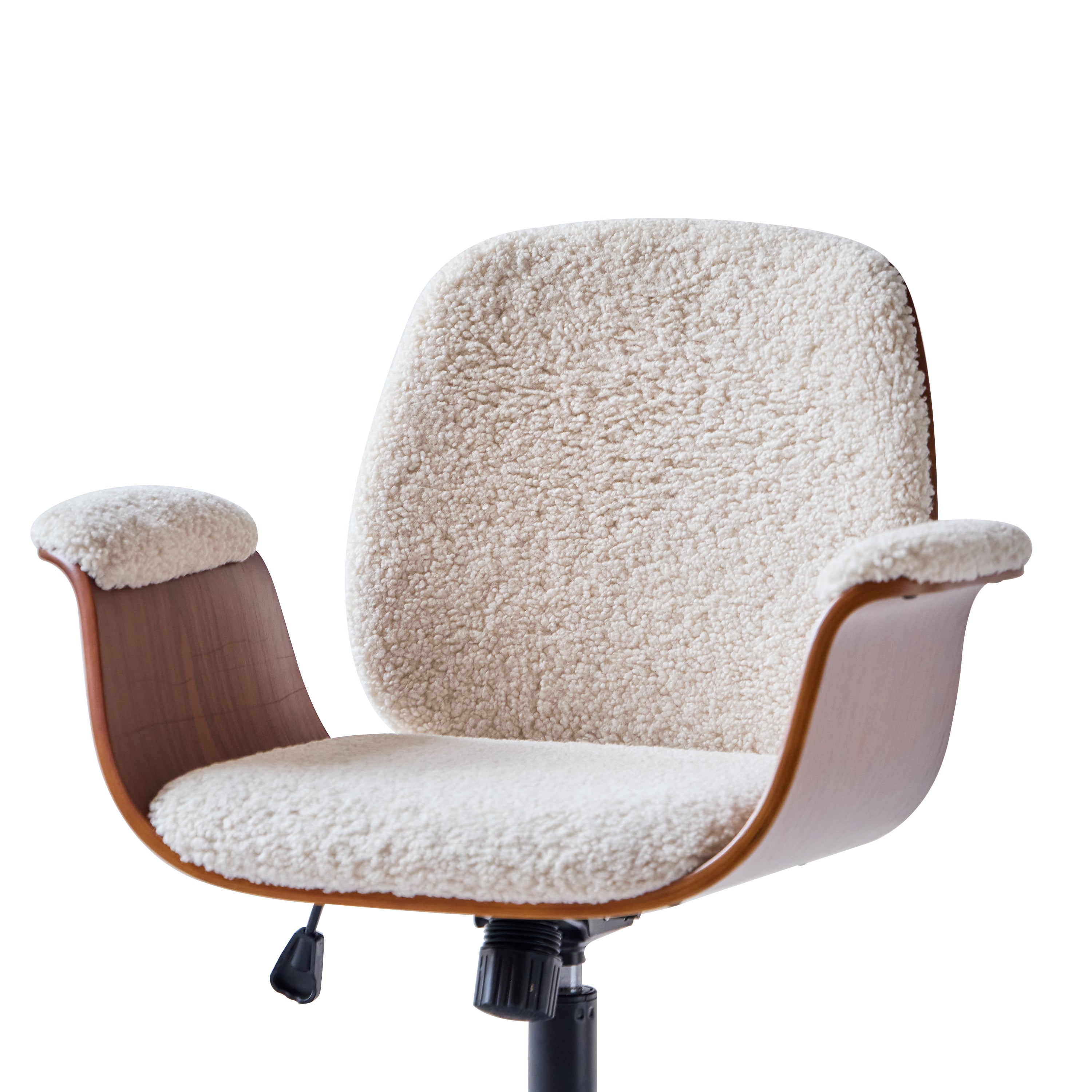 KOLDING – Krzesło biurowe z drewna i beżowego sztruksu