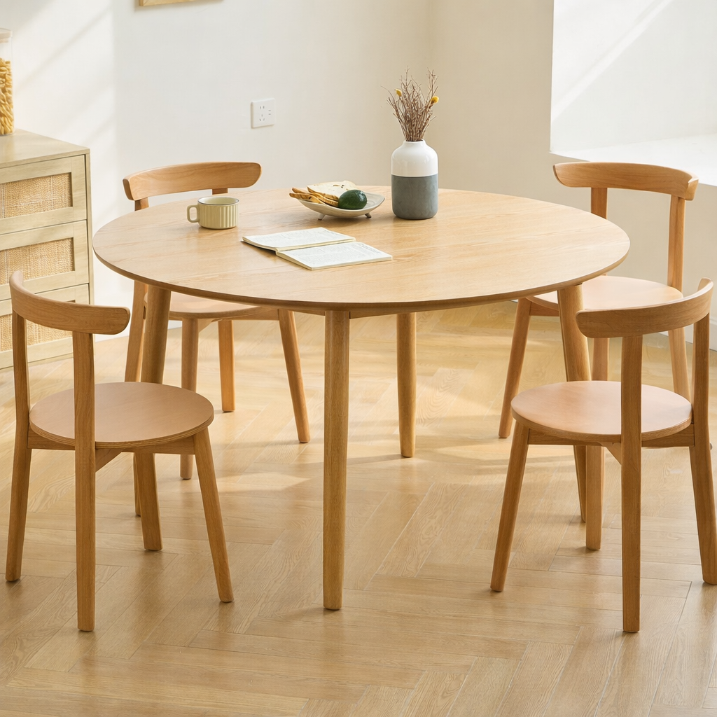 TRADITION - Okrągły stół do jadalni dla 6 osób, wykonany z litego drewna sosnowego D120 w kolorze naturalnym