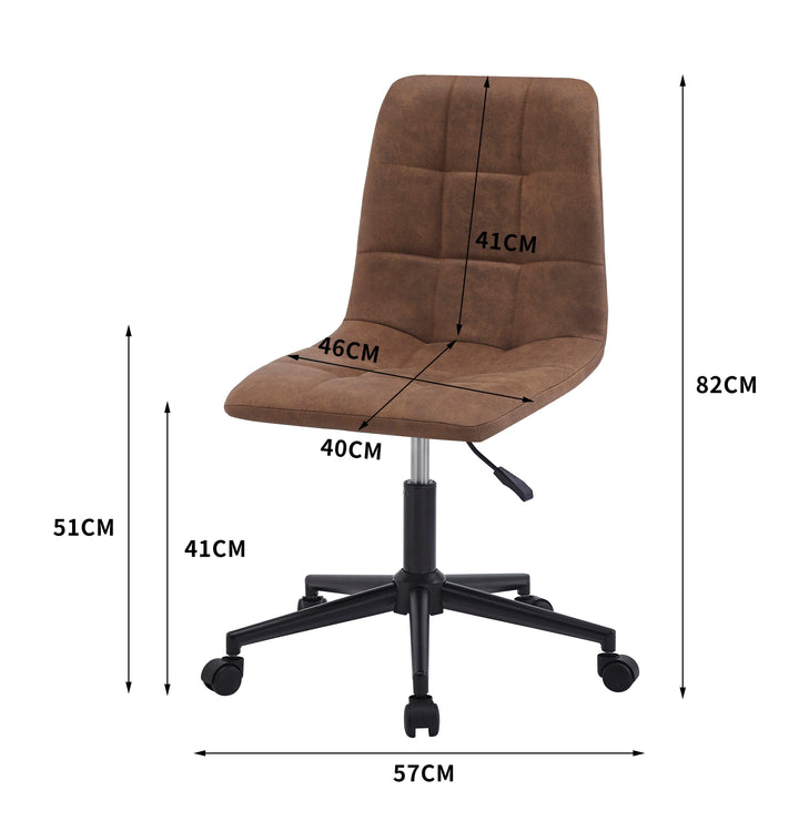 Chaise de bureau capitonnée réglable en simili marron