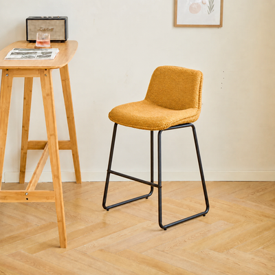 CORIA - Lot de 2 tabourets de bar en métal et tissu jaune