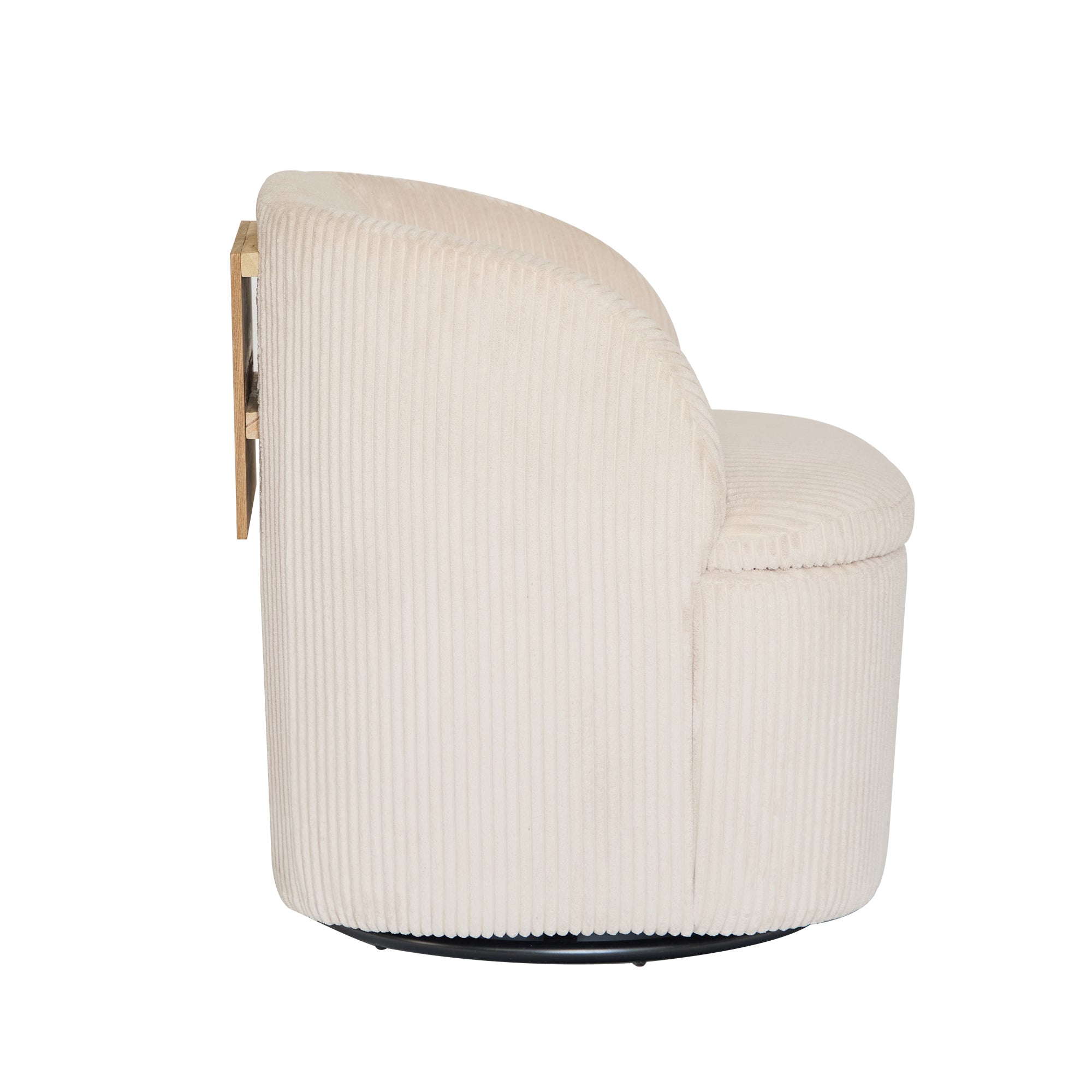 HALMSTAD – Obrotowy fotel wypoczynkowy i pufa z beżowej tkaniny