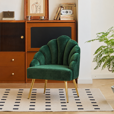BOLGE - Retro metalen fauteuil met groen fluweel