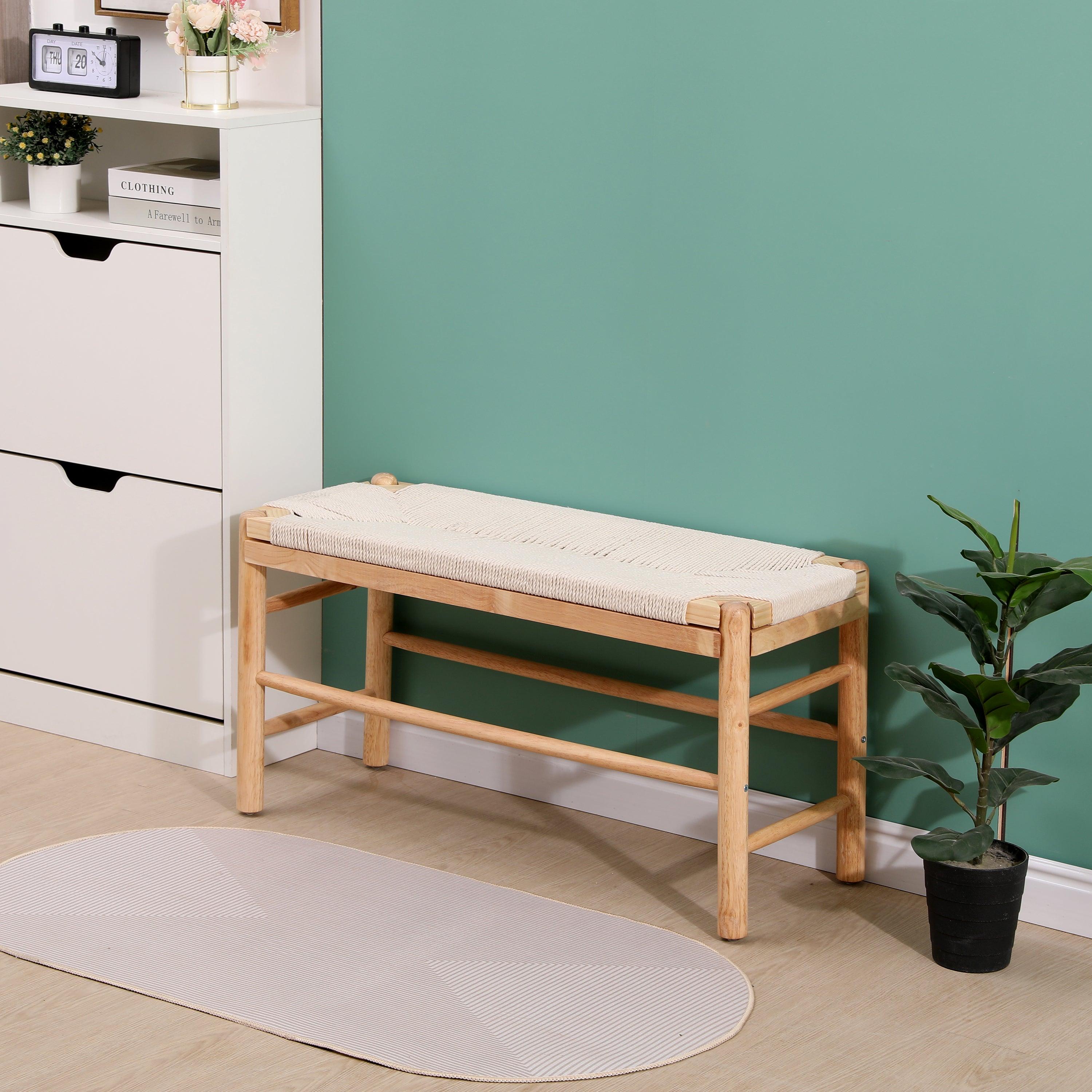 Ławka z schowkiem z litego drewna i sznurkiem