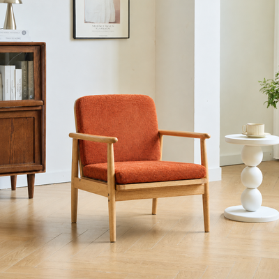 SURABAYA - Fauteuil van massief hout en terracotta stof