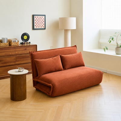 LEON - 2-Sitzer Schlafsofa aus Cordsamt, Terracotta