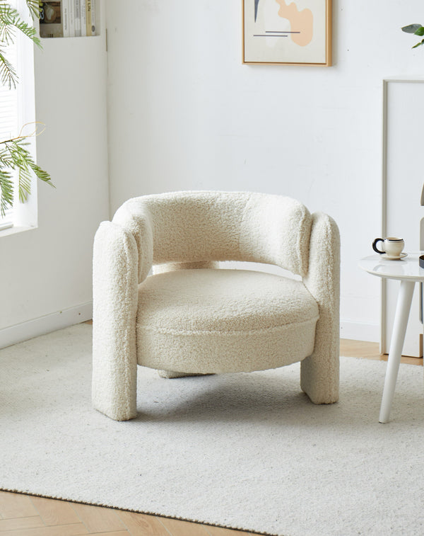 Fauteuil de salon en bouclettes blanches