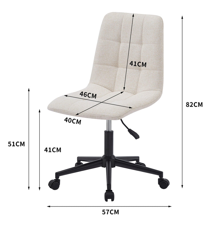 Chaise de bureau capitonnée réglable en tissu beige