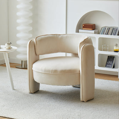 BANGUI - Poltrona da living in velluto a coste beige