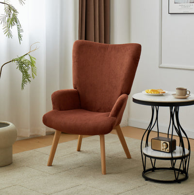 MALMO - Fauteuil van massief hout en terracotta fluweel