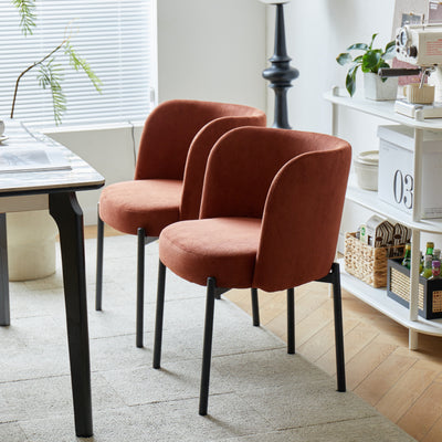 GRIMSTAD - Set van 2 Scandinavische stoelen van metaal en terracotta fluweel