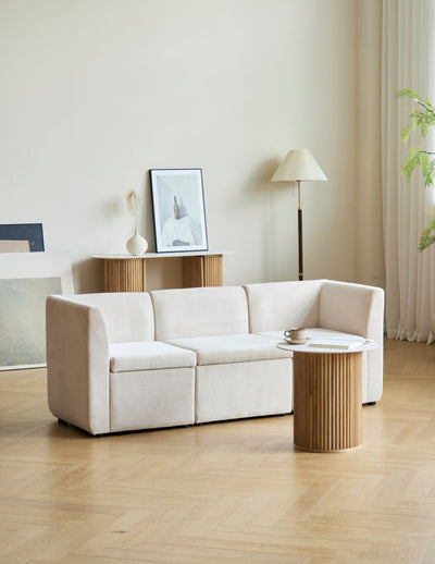 VARDE3PLACES - Modulaire bank (3-zitter) van beige ribfluweel.