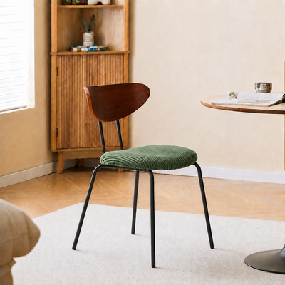 NIBE - Lot de 2 chaises de salle à manger en bois, métal et velours côtelé vert