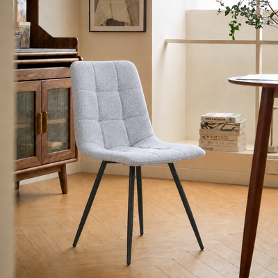 BJORN - Set di 2 sedie in metallo e tessuto grigio