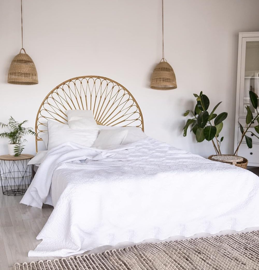 BACAN - Zagłówek łóżka 160 cm z naturalnego rattanu