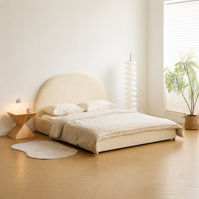 MARABA - Beige stoffen bed met opbergruimte 160 cm
