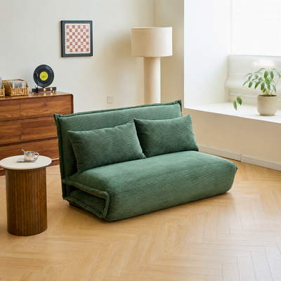 LEON - 2-Sitzer Schlafsofa aus Cordsamt, Grün