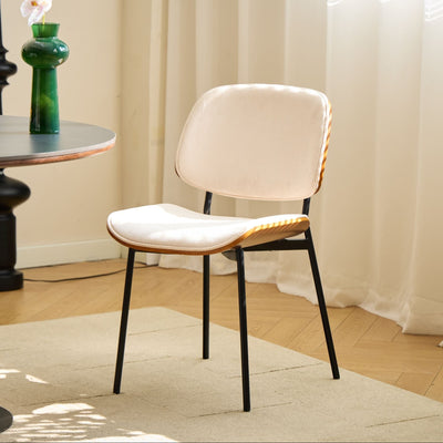 ODENSE - Set van 2 industriële stoelen van metaal en beige ribfluweel