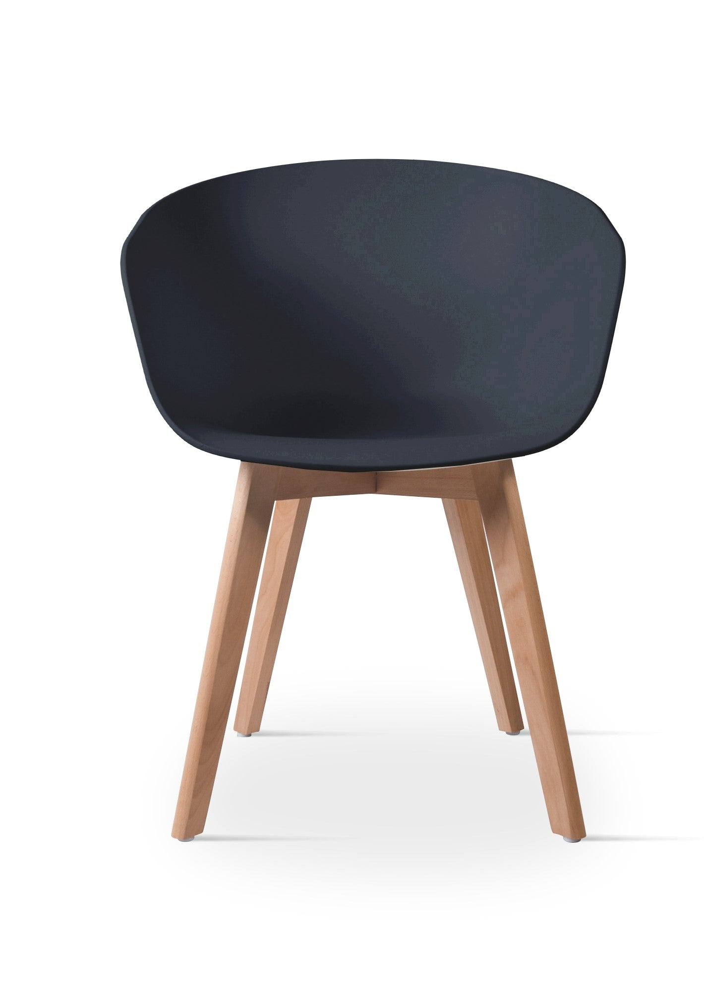 ALBORG – Zestaw 4 skandynawskich krzeseł z drewna i czarnego polipropylenu