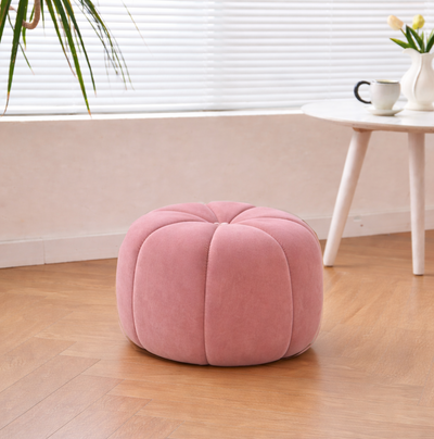 FJORD - Pouf in velluto rosa a righe
