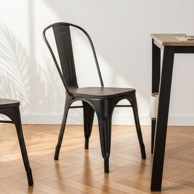 NASH - Set di 4 sedie in stile industriale in metallo e legno nero
