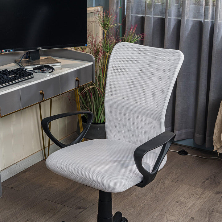 Chaise de bureau réglable en tissu blanc