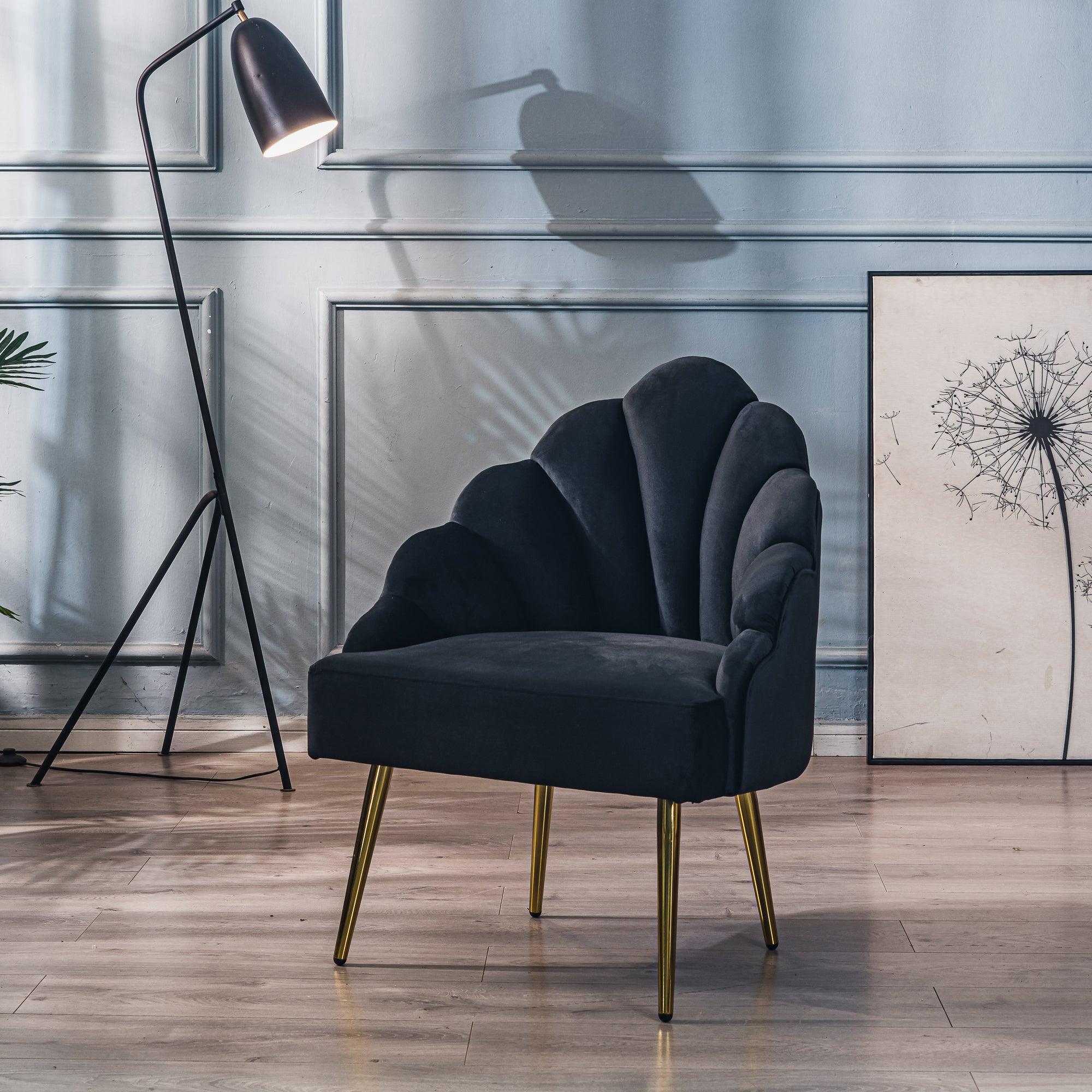 Fotel retro z metalu i czarnego aksamitu