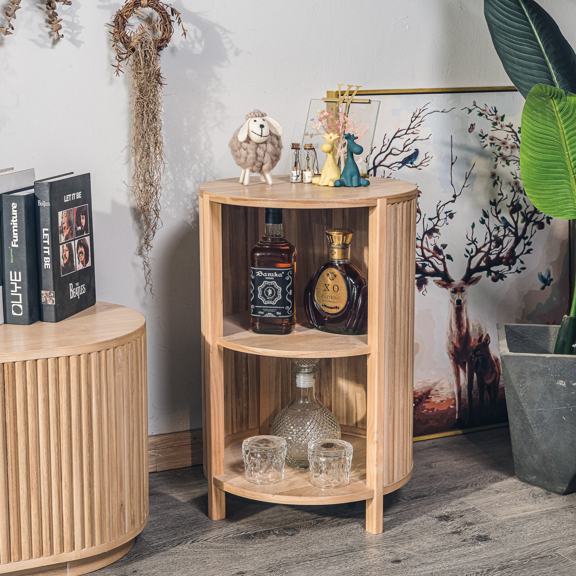 ALTA – stolik nocny z 2 schowkami z litego drewna