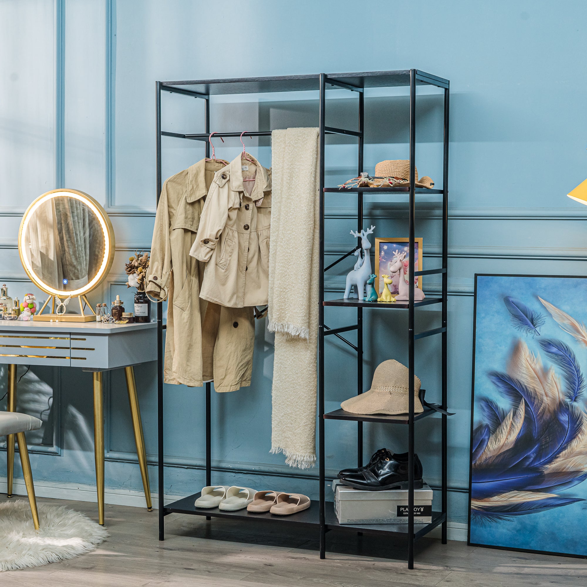 Curated visual reference: Fresh Look at Chicago Industrial Style Entryway Coat Rack In Black Metal