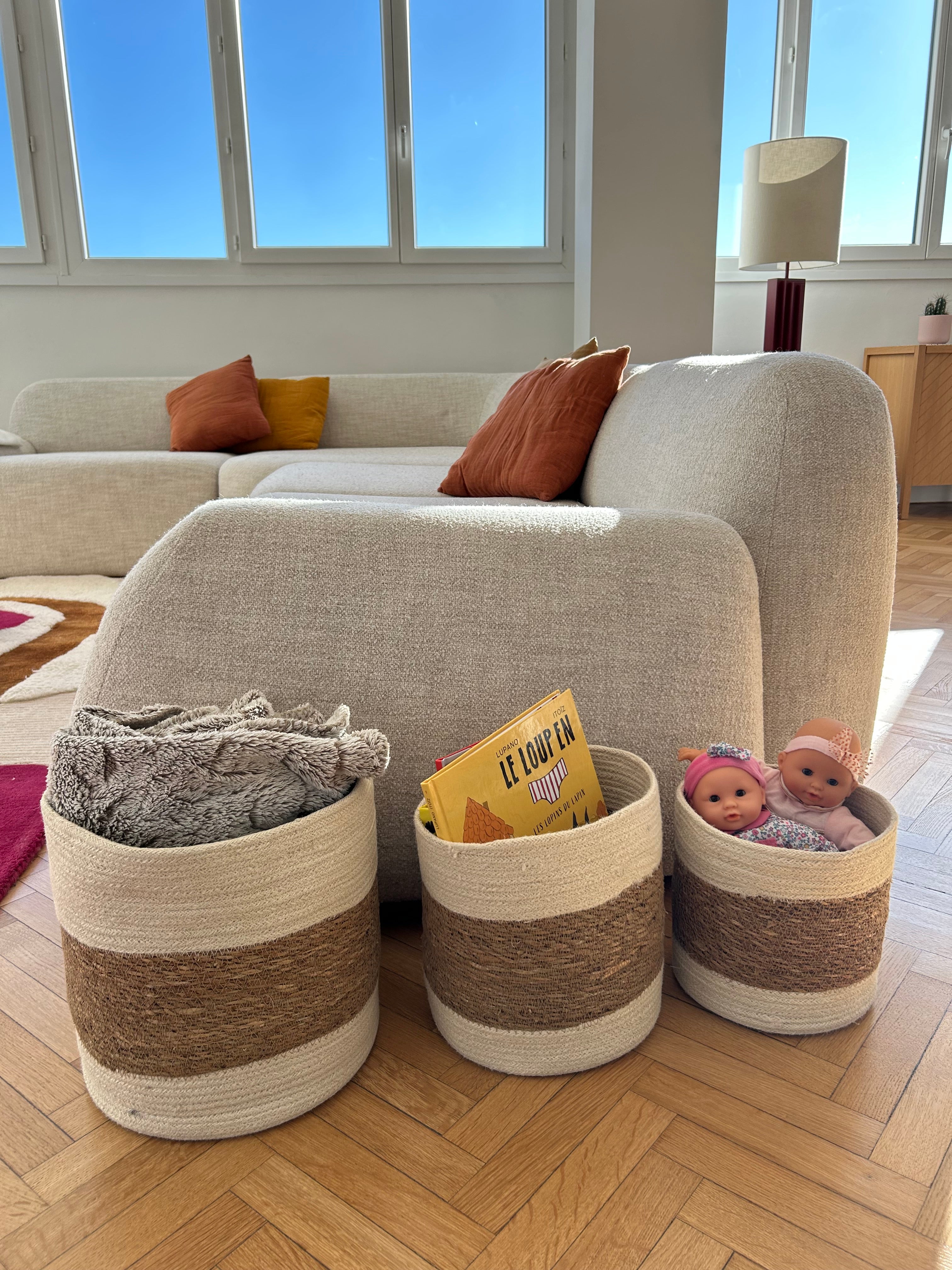 GRETA – Zestaw 3 koszy do przechowywania z naturalnej juty