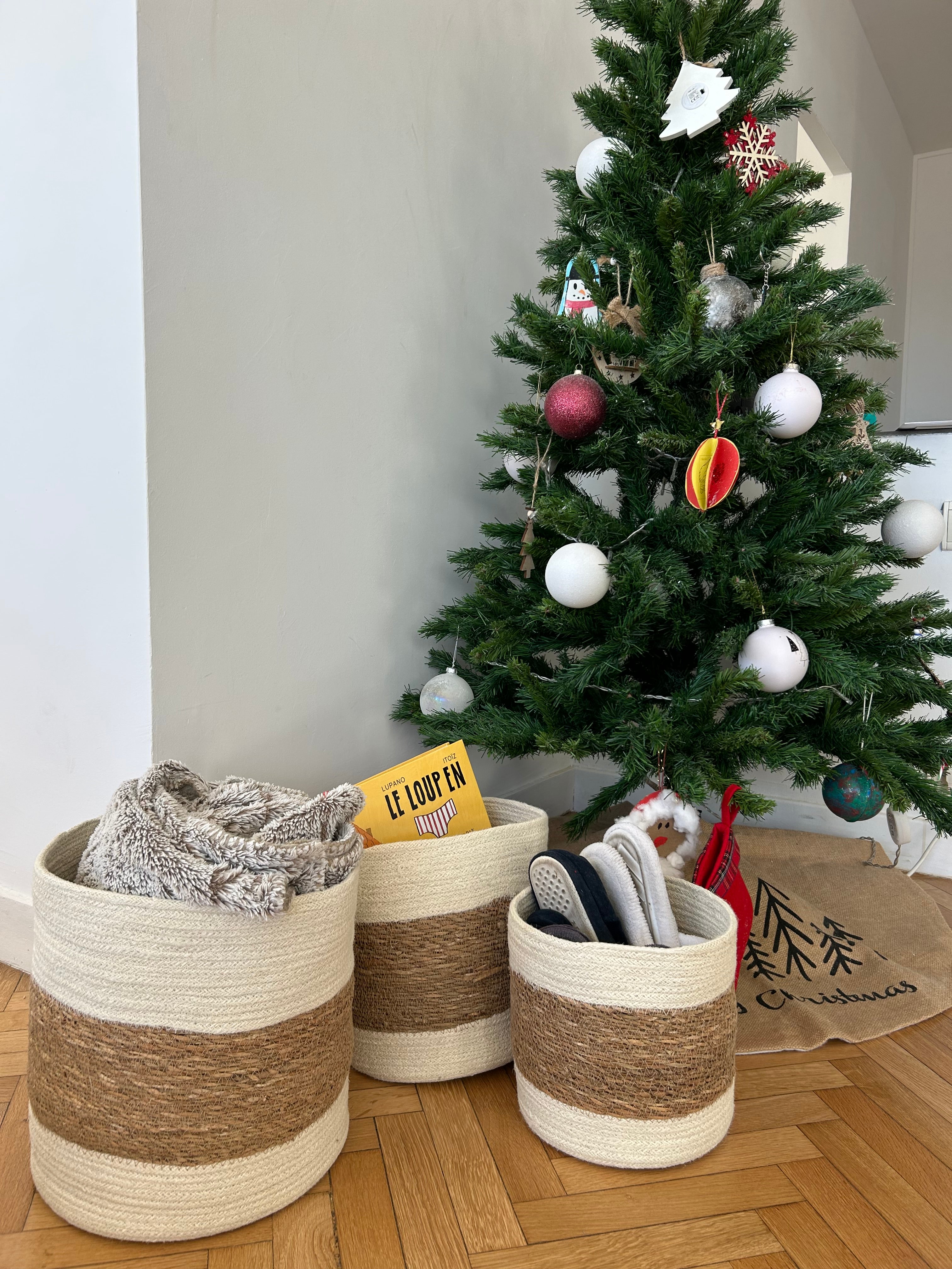 GRETA – Zestaw 3 koszy do przechowywania z naturalnej juty