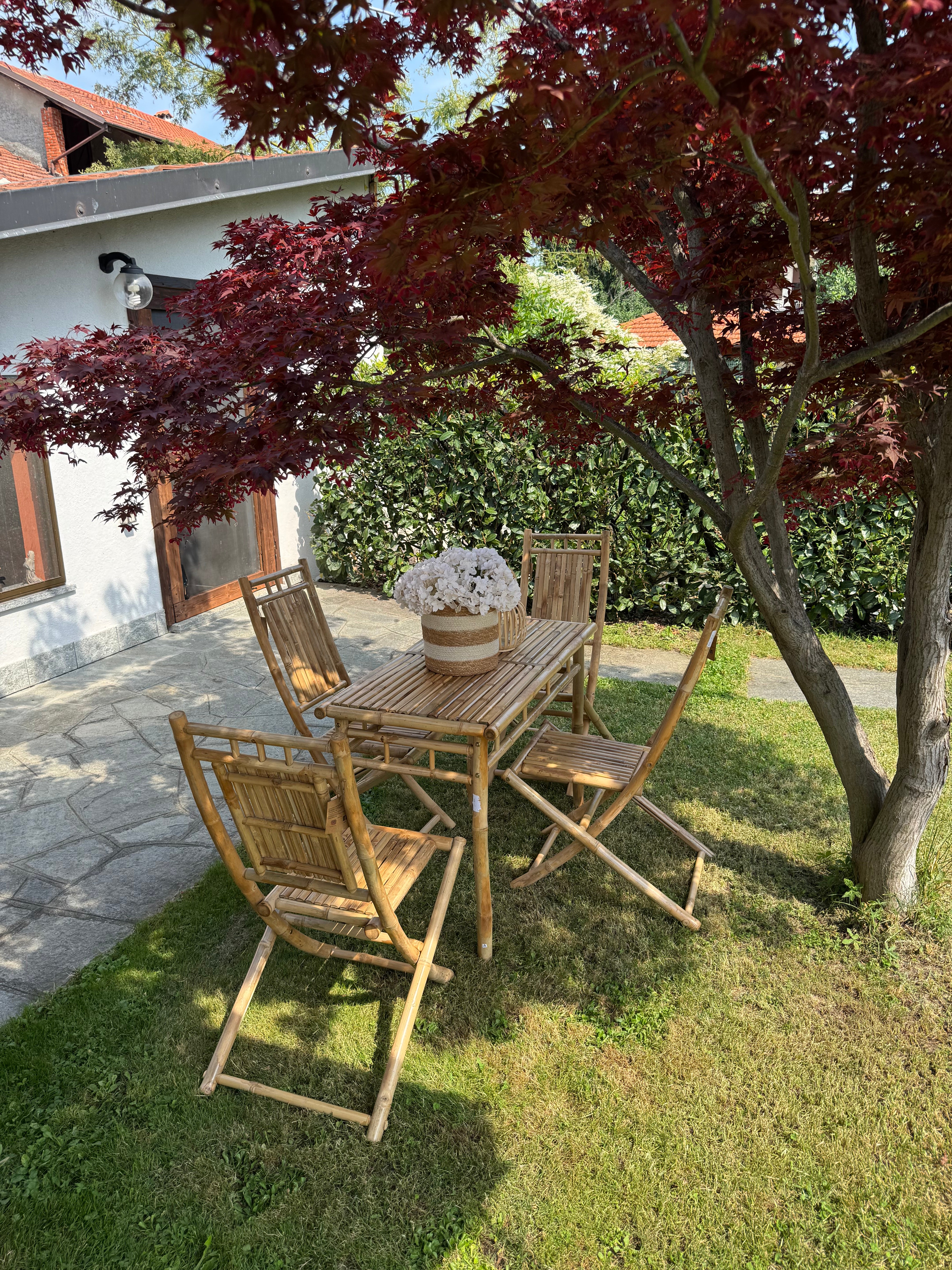 MEDAN – Zestaw 2 krzeseł do wnętrz i na zewnątrz z litego bambusa