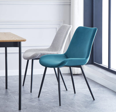 Set di 2 sedie in metallo e velluto blu petrolio