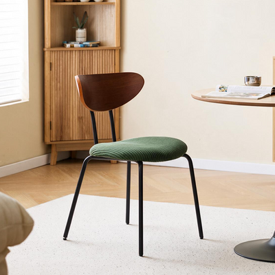NIBE - Lot de 2 chaises de salle à manger en bois, métal et velours côtelé vert