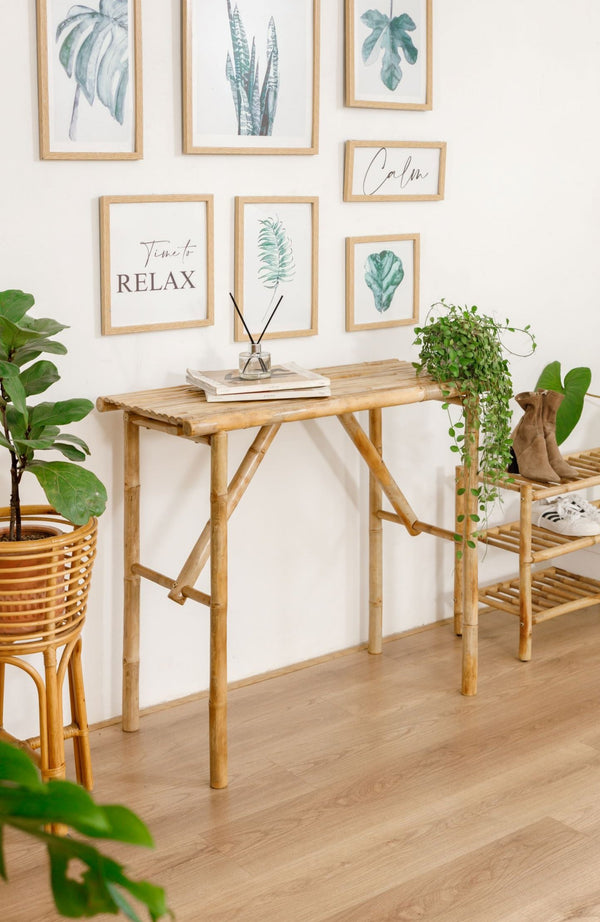 Console en bois de bambou massif coloris naturel