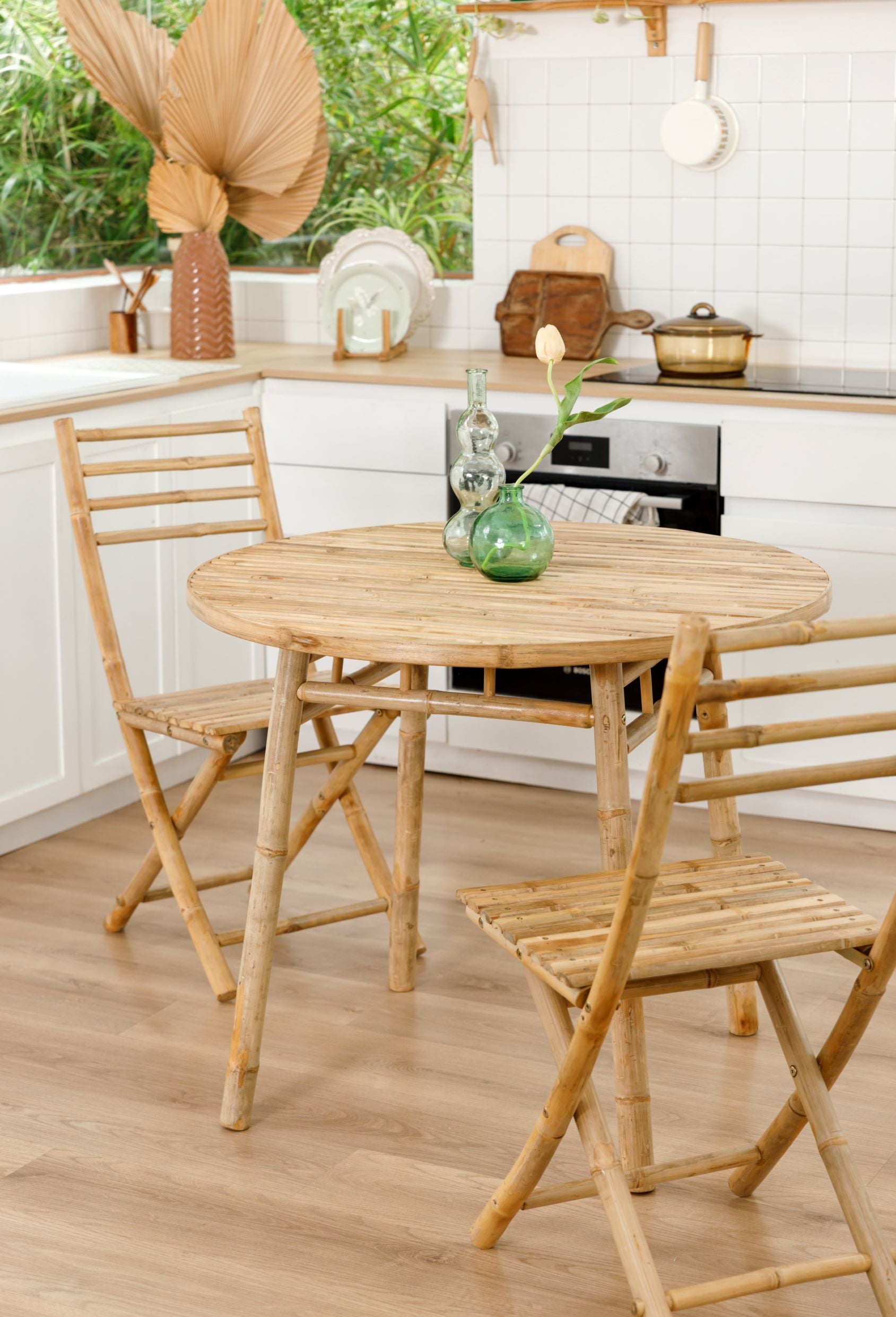 PALEMPANG – Zestaw 2 krzeseł do wnętrz i na zewnątrz z litego bambusa