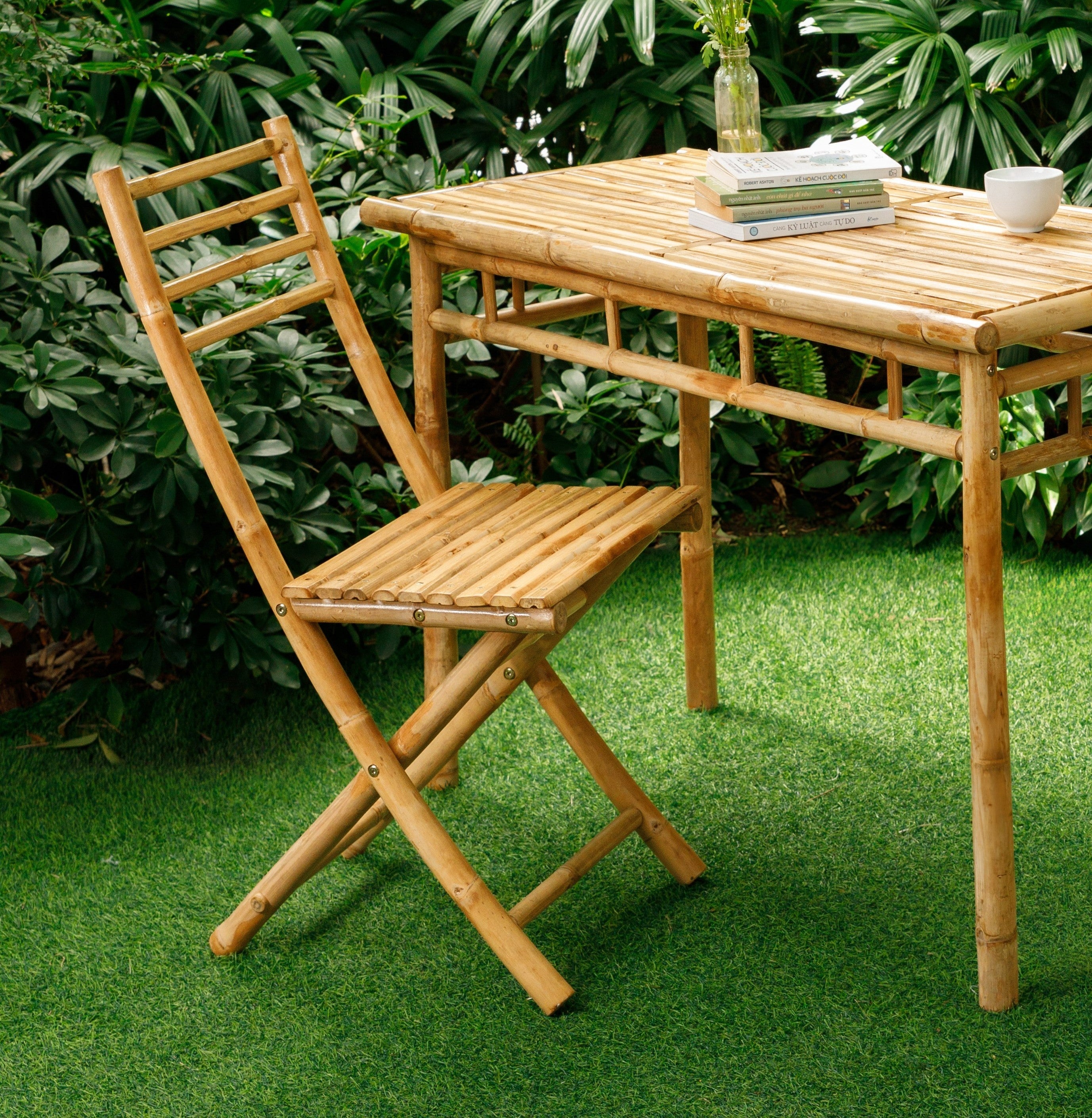 PALEMPANG – Zestaw 2 krzeseł do wnętrz i na zewnątrz z litego bambusa