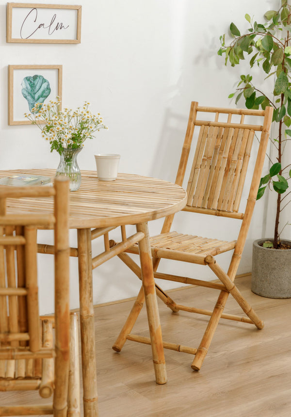 Lot de 2 chaises intérieur extérieur en bambou massif