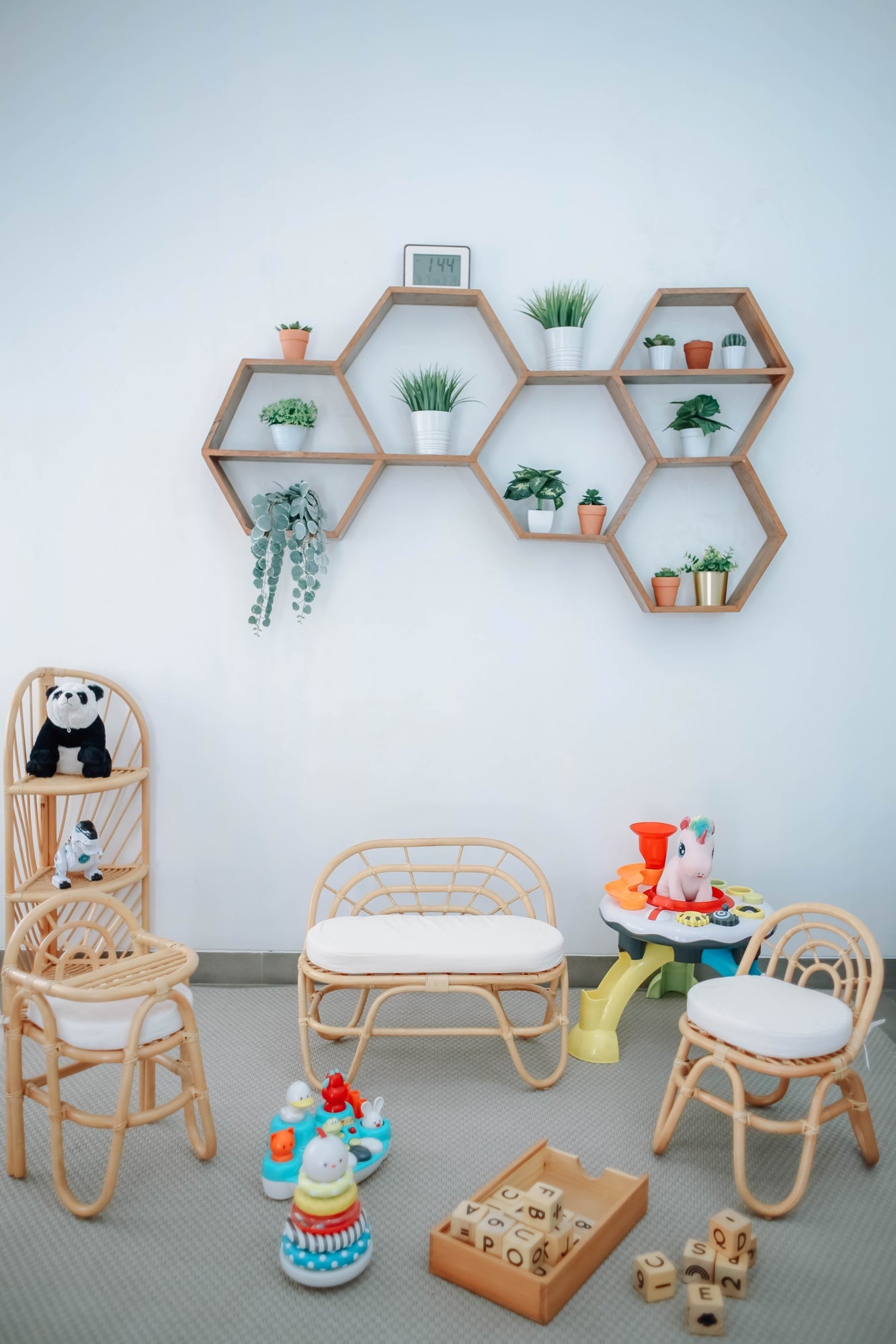 PULAU - Zestaw 2 krzeseł dla dzieci z naturalnego rattanu