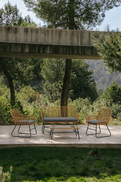 DANANG - Grey Rattan and Metal Garden Lounge Set